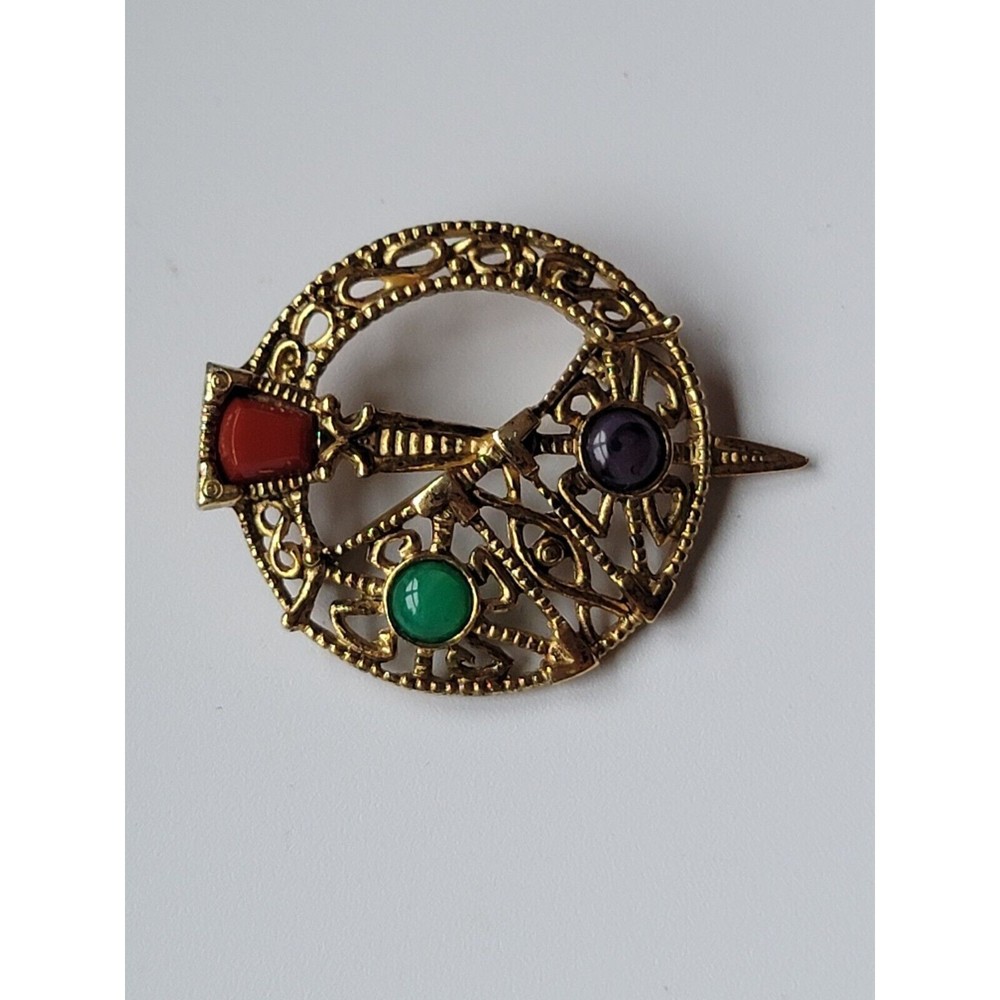 Estate Vintage Sol D’or of Ireland Antiqued Gold Celtic Brooch